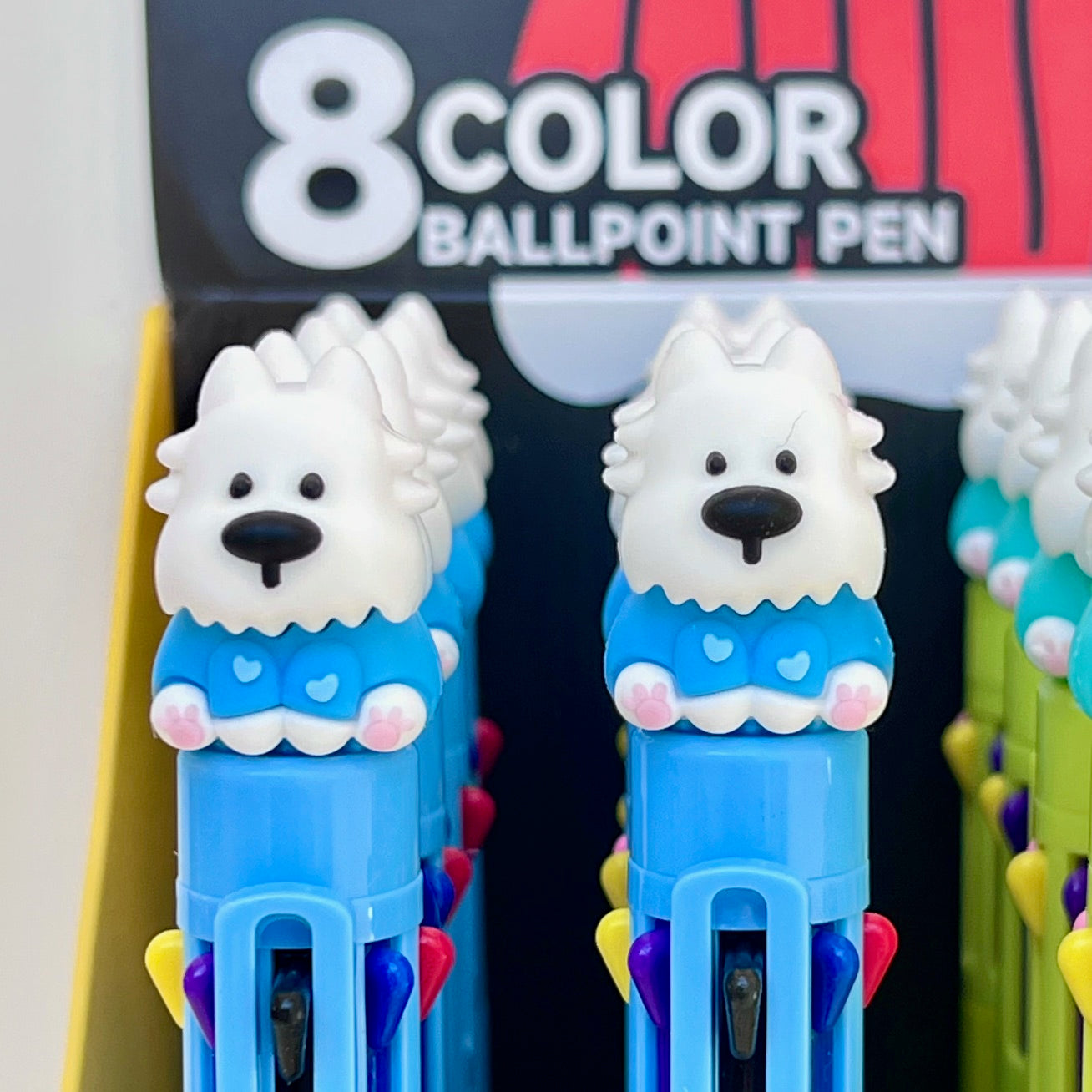 23037 White Dog Terrier 8-Color Retractable Ball Pen-24