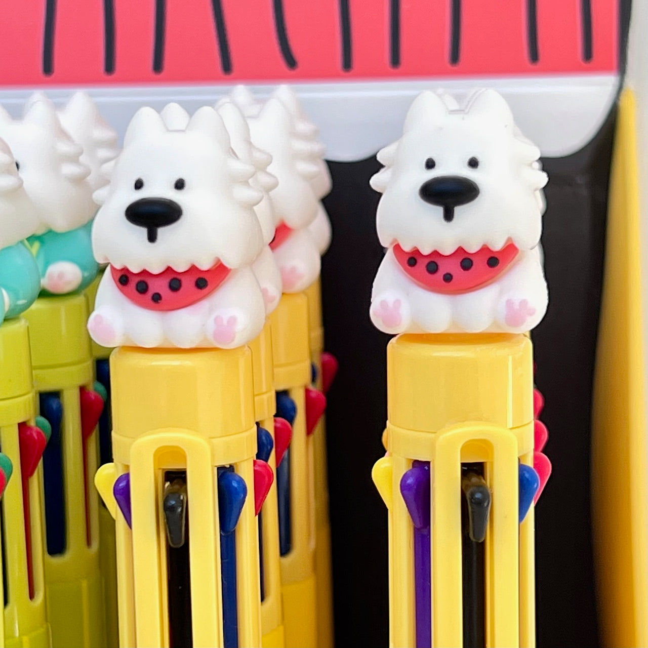 23037 White Dog Terrier 8-Color Retractable Ball Pen-24