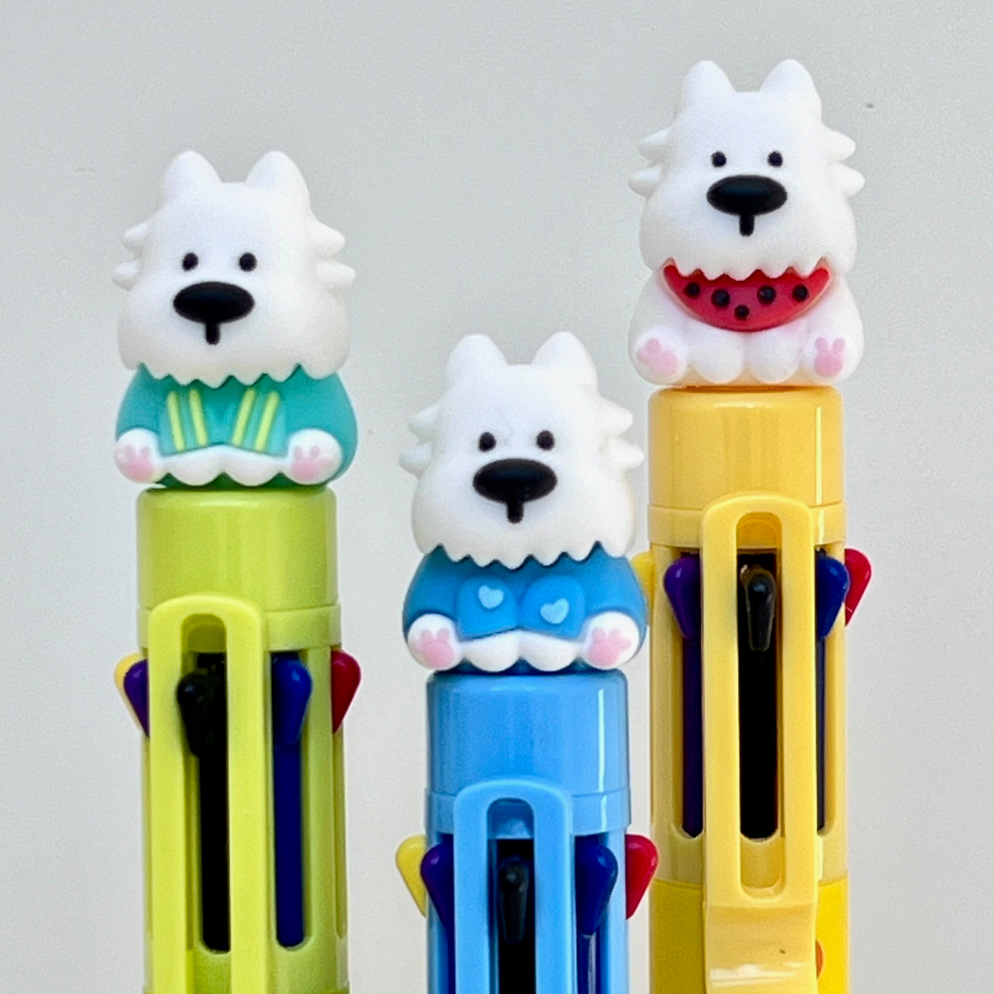 23037 White Dog Terrier 8-Color Retractable Ball Pen-24