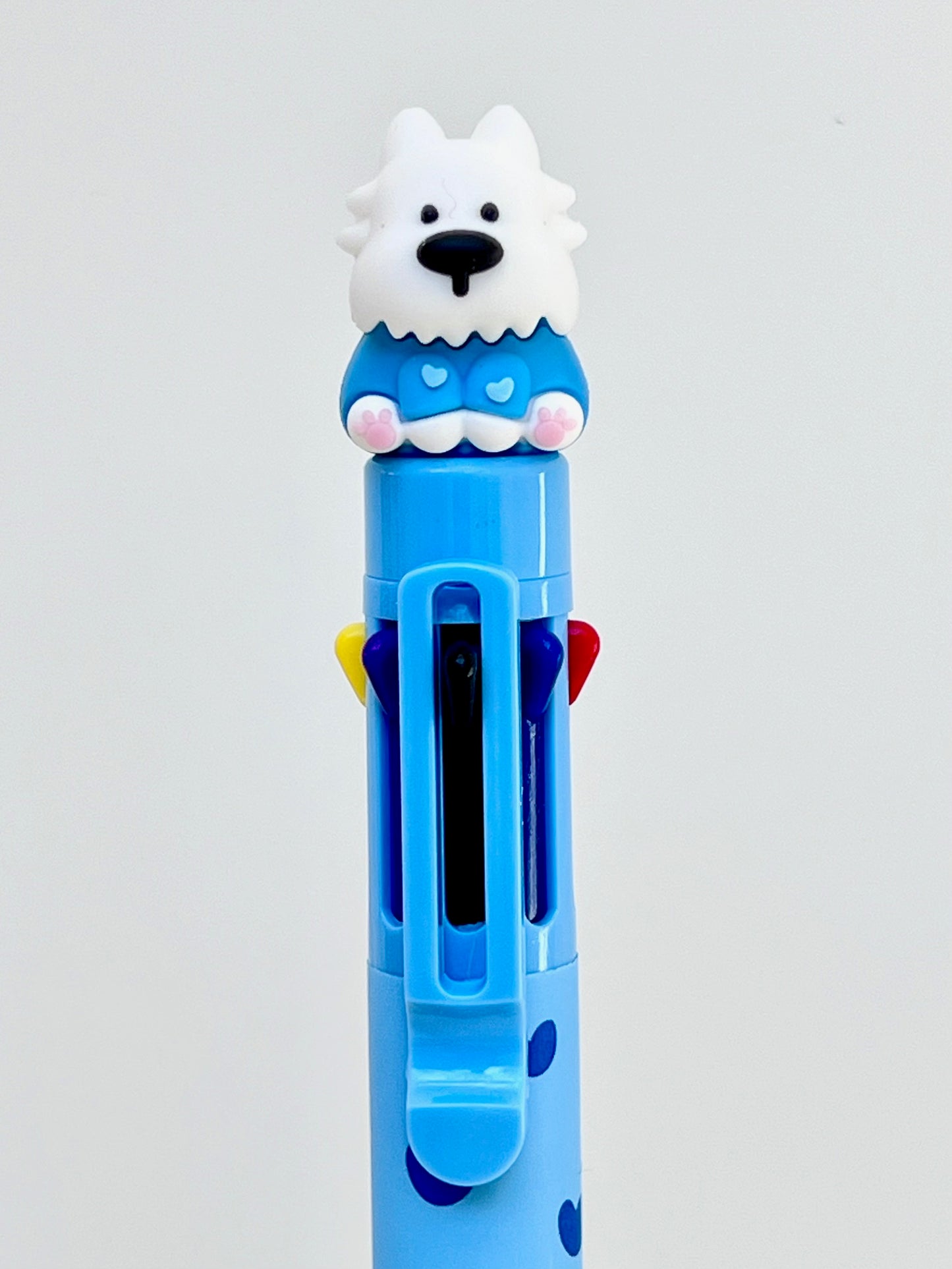 23037 White Dog Terrier 8-Color Retractable Ball Pen-24