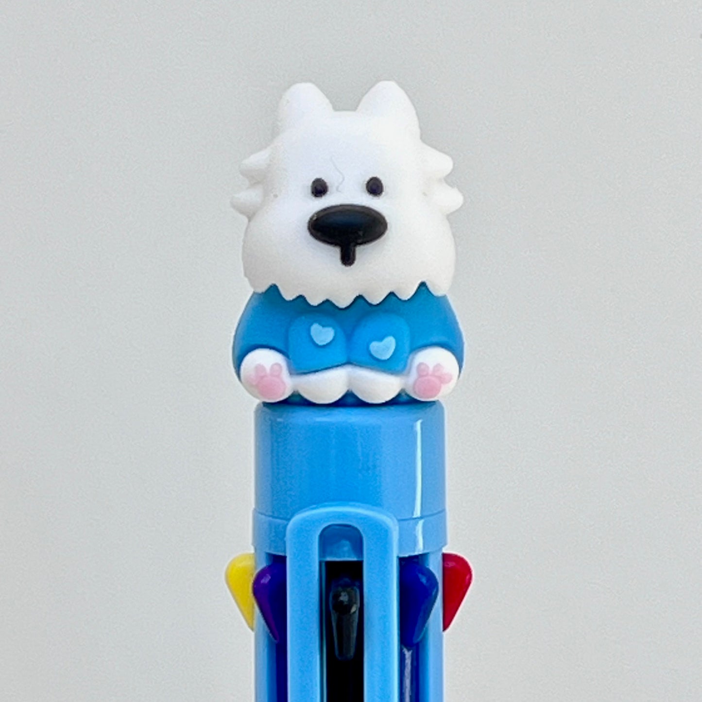 23037 White Dog Terrier 8-Color Retractable Ball Pen-24