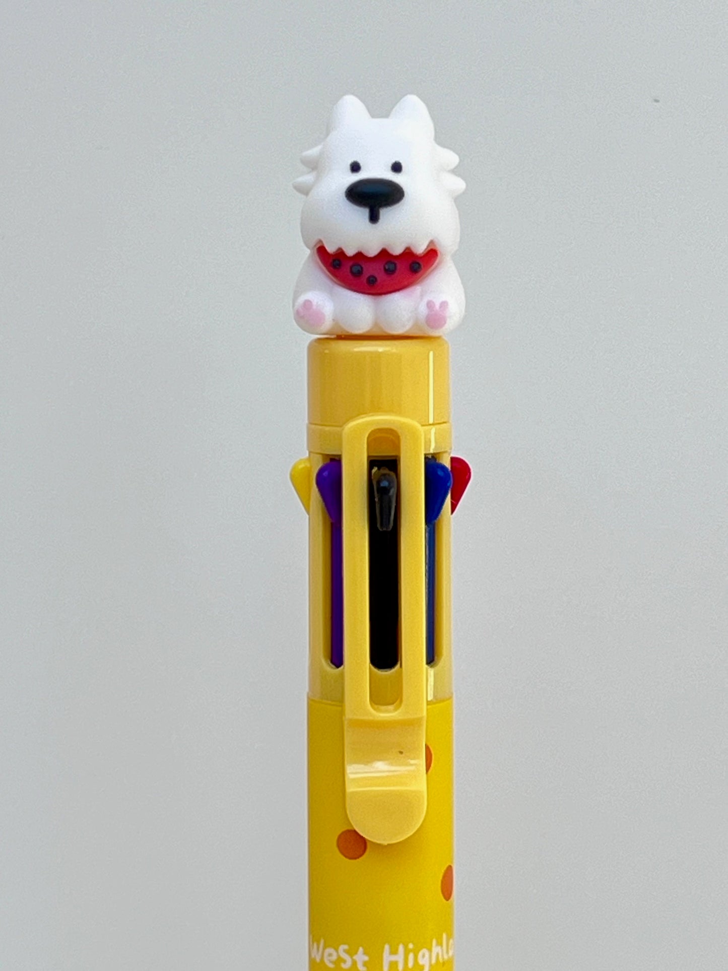 23037 White Dog Terrier 8-Color Retractable Ball Pen-24