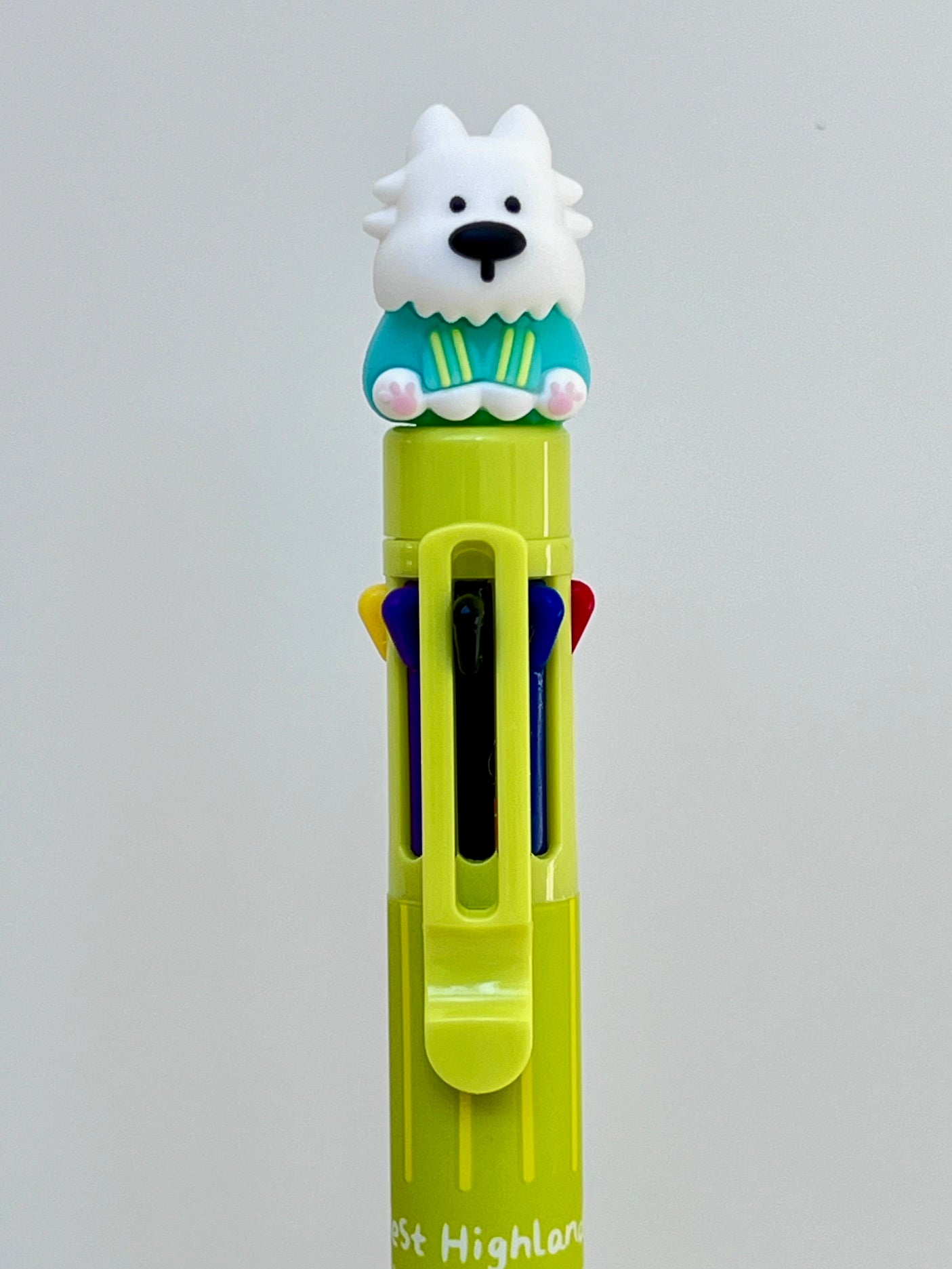 23037 White Dog Terrier 8-Color Retractable Ball Pen-24
