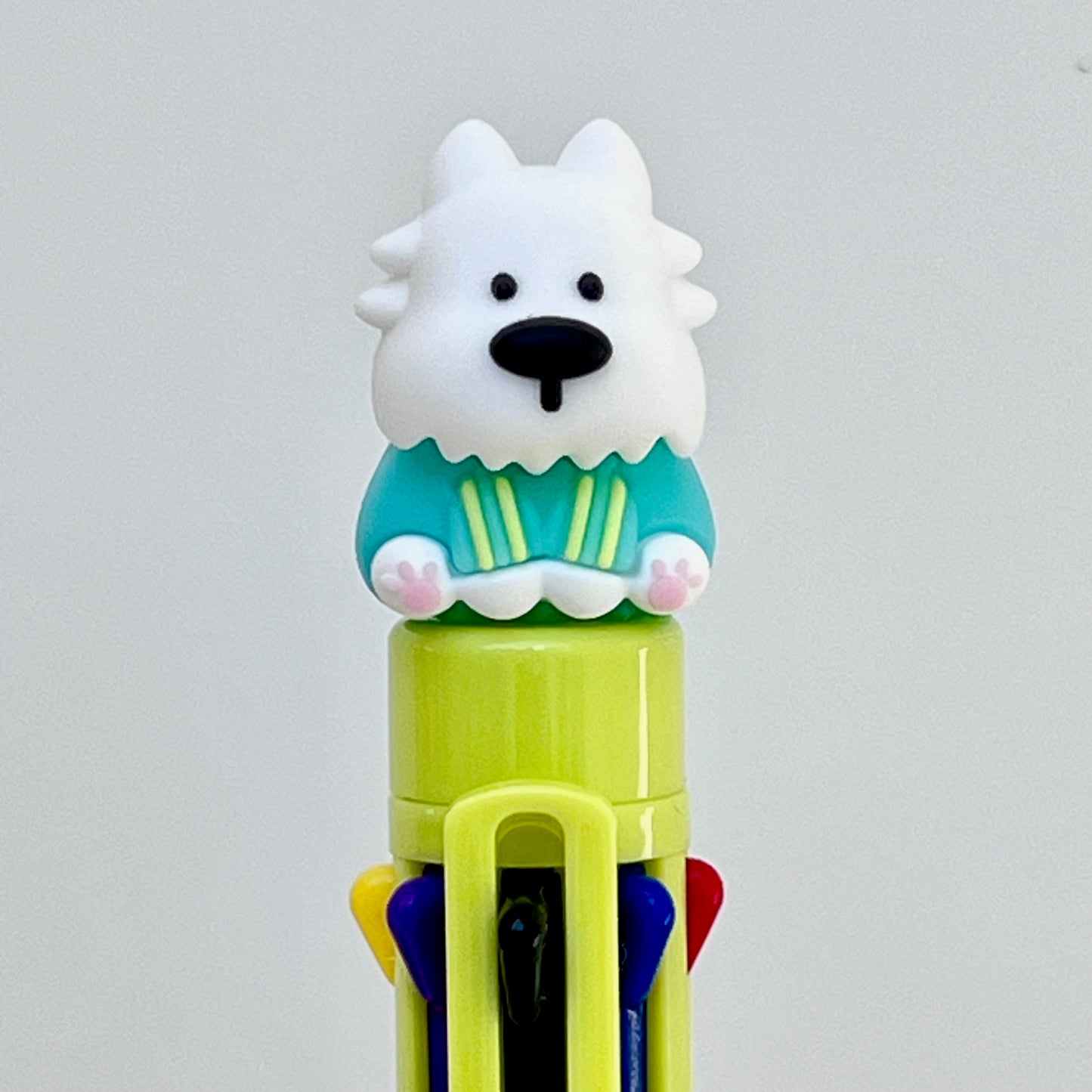 23037 White Dog Terrier 8-Color Retractable Ball Pen-24