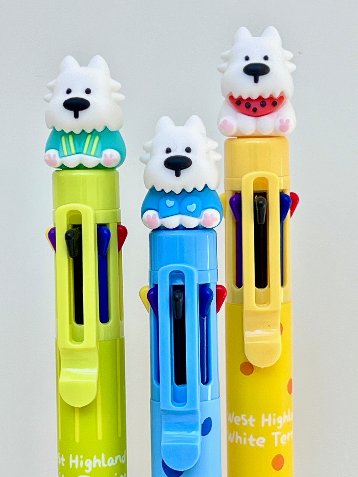 23037 White Dog Terrier 8-Color Retractable Ball Pen-24