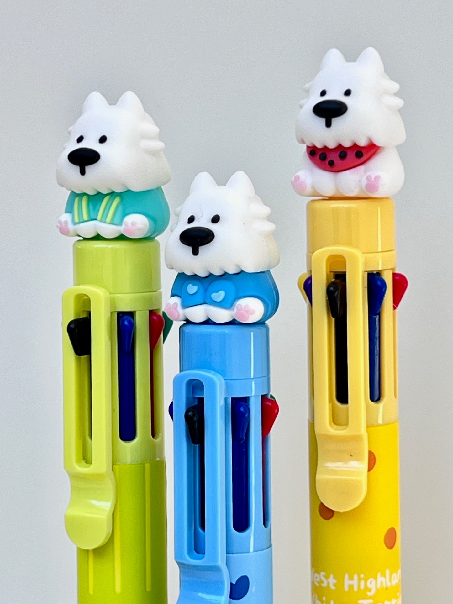 23037 White Dog Terrier 8-Color Retractable Ball Pen-24