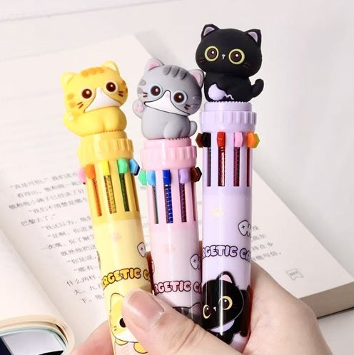23038 Cats 10-Color Retractable Ball Pen-36