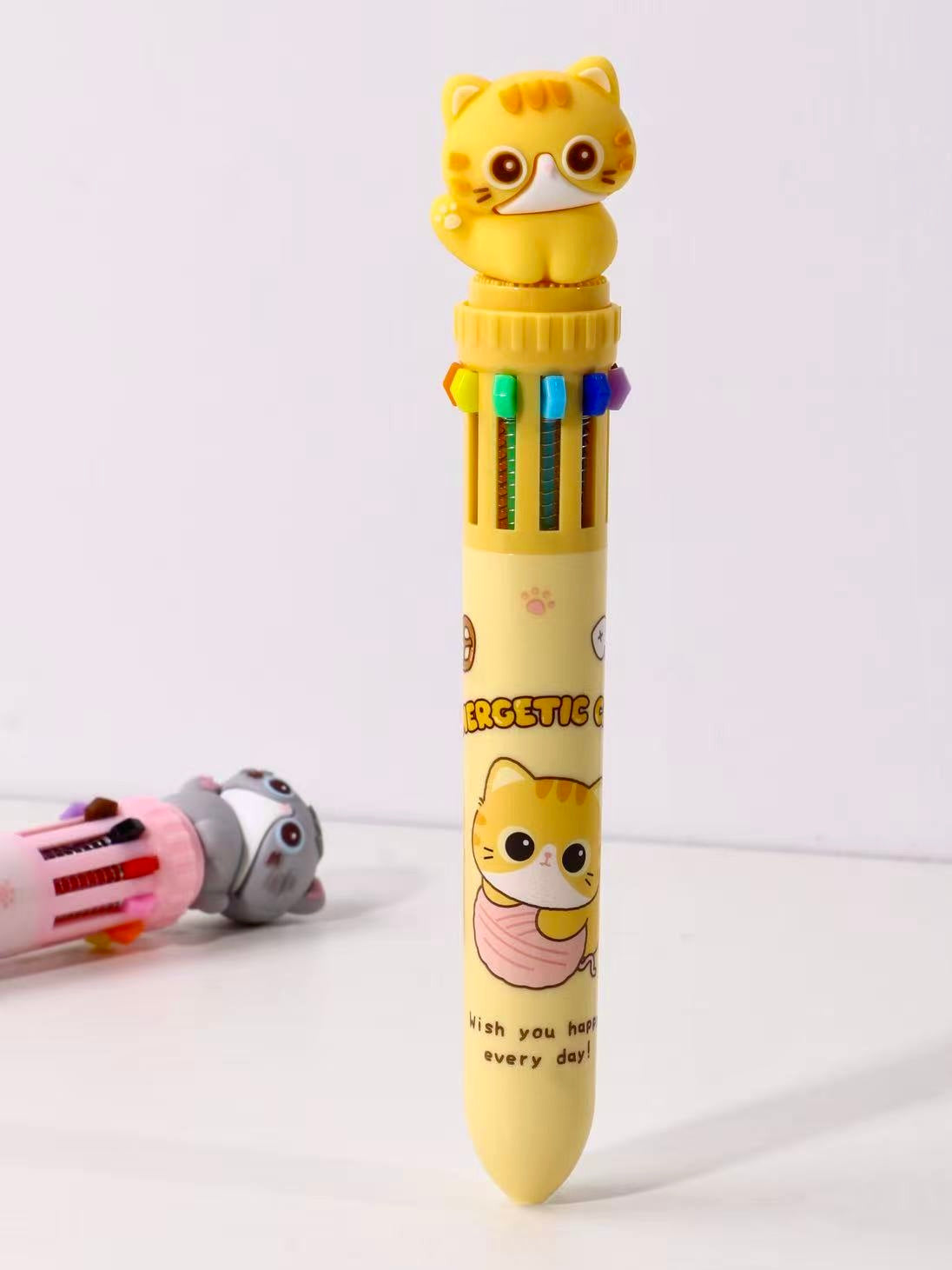 23038 Cats 10-Color Retractable Ball Pen-36