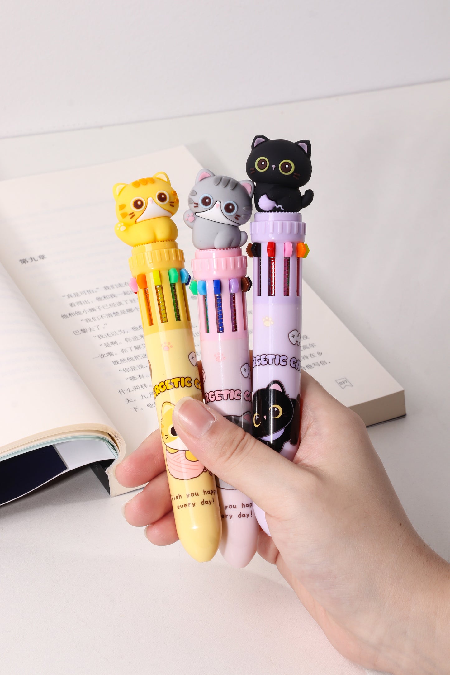 23038 Cats 10-Color Retractable Ball Pen-36