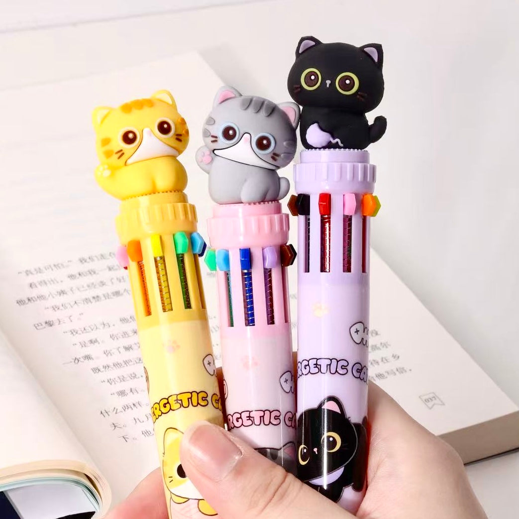 23038 Cats 10-Color Retractable Ball Pen-36
