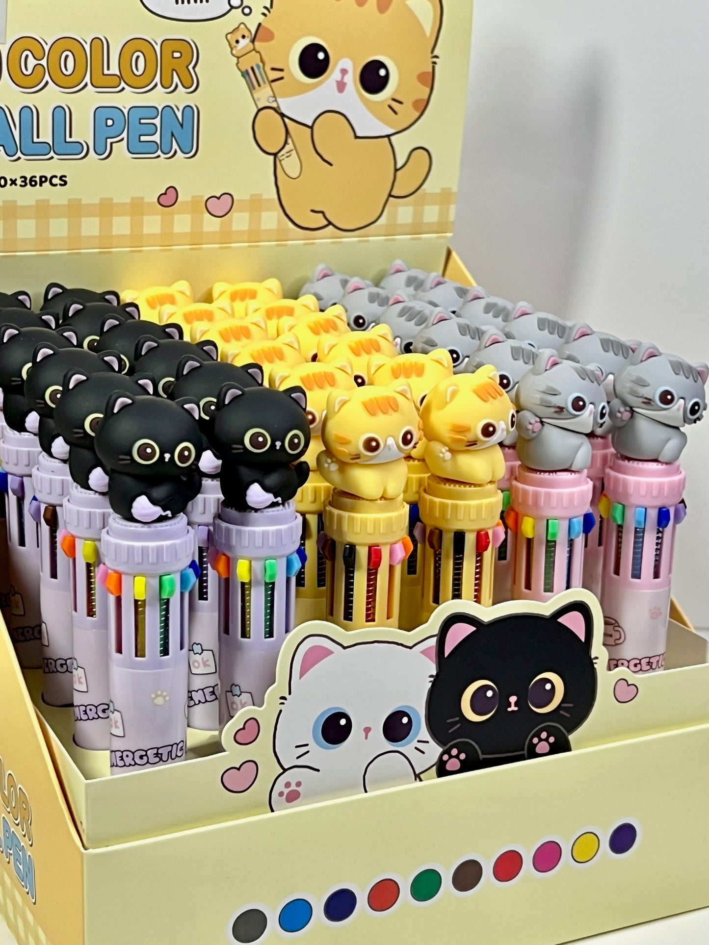 23038 Cats 10-Color Retractable Ball Pen-36