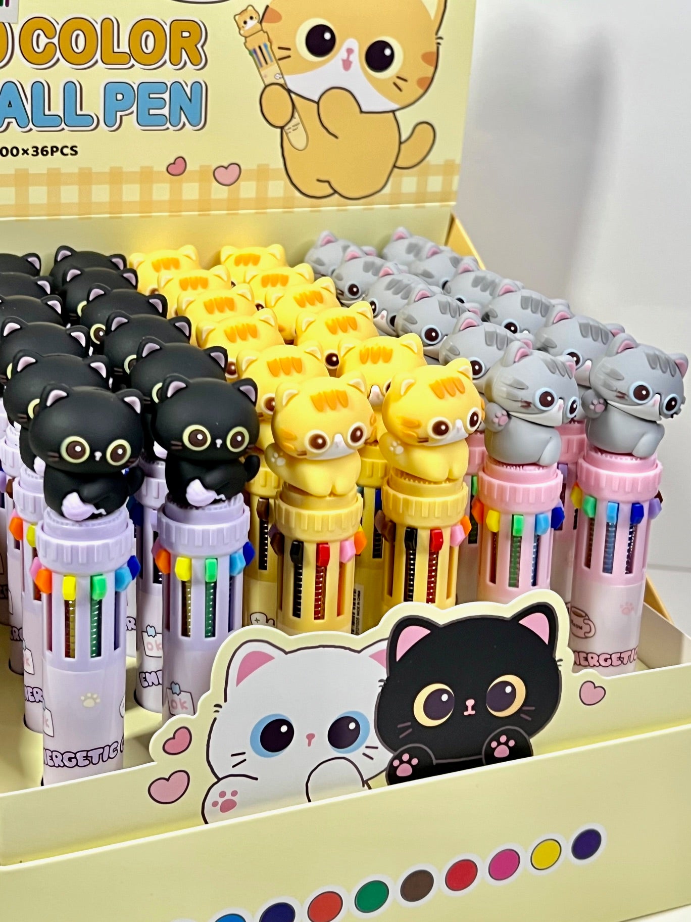 23038 Cats 10-Color Retractable Ball Pen-36