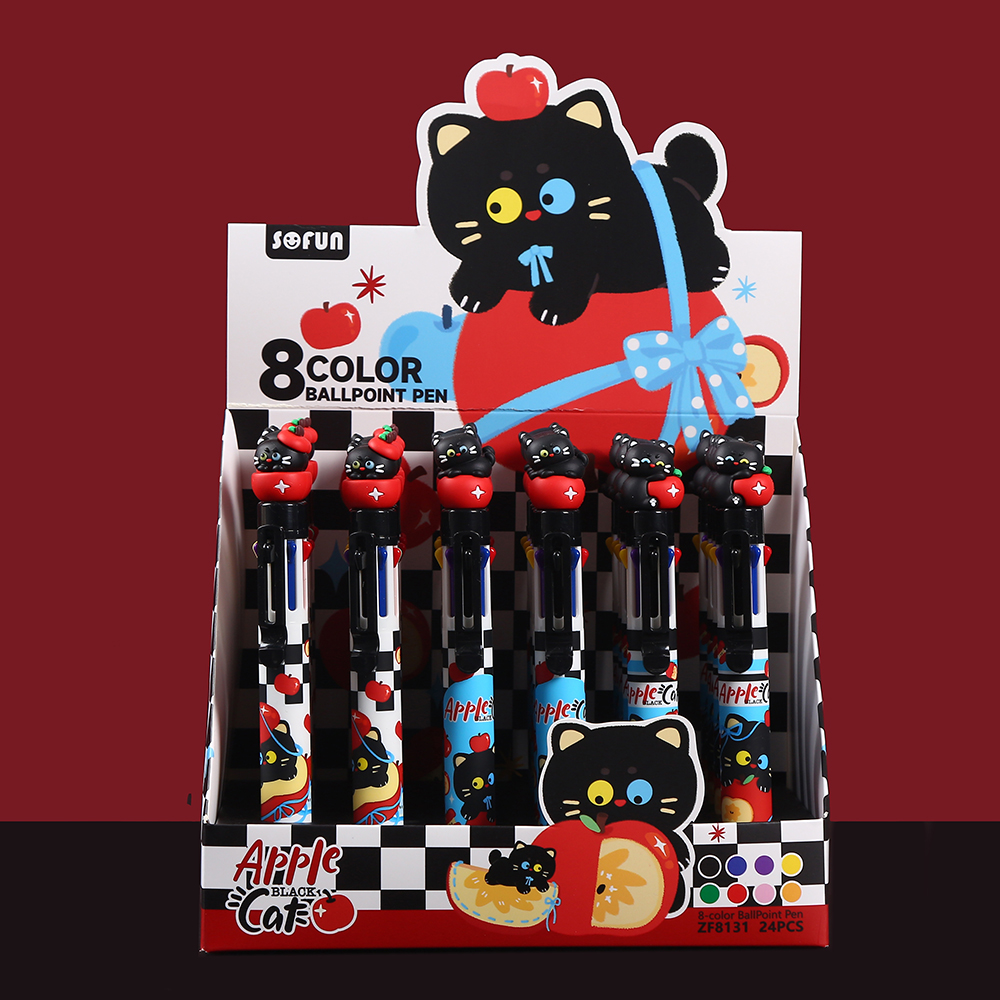 23039 Apple Cat 8-Color Retractable Ball Pen-24