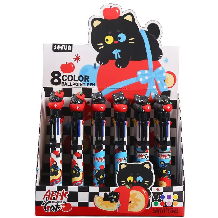 23039 Apple Cat 8-Color Retractable Ball Pen-24