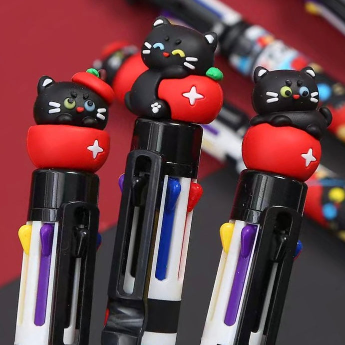 23039 Apple Cat 8-Color Retractable Ball Pen-24