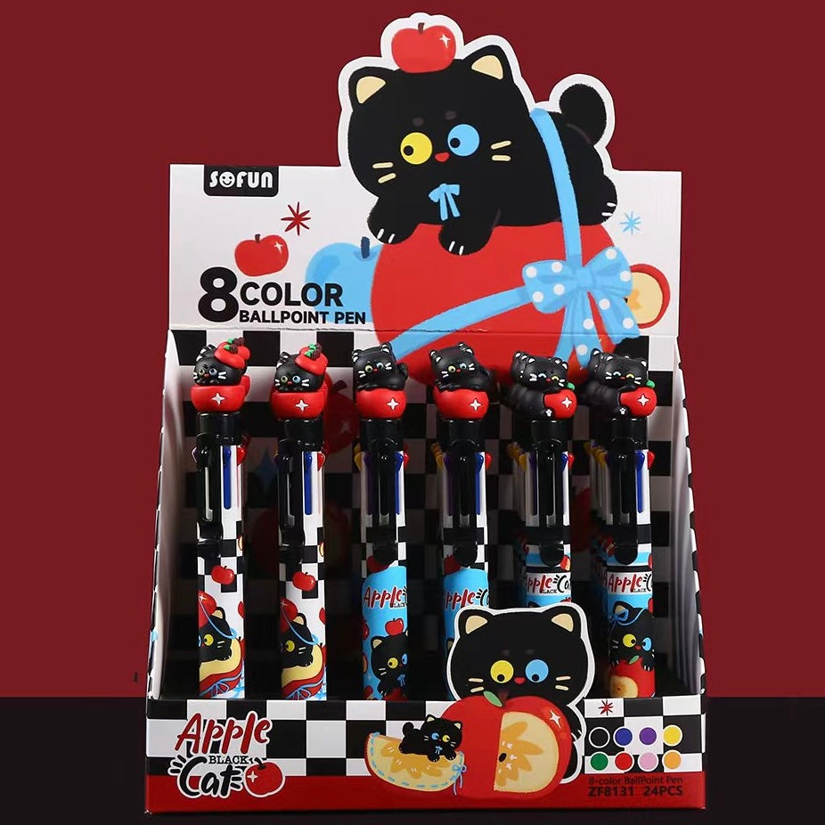 23039 Apple Cat 8-Color Retractable Ball Pen-24