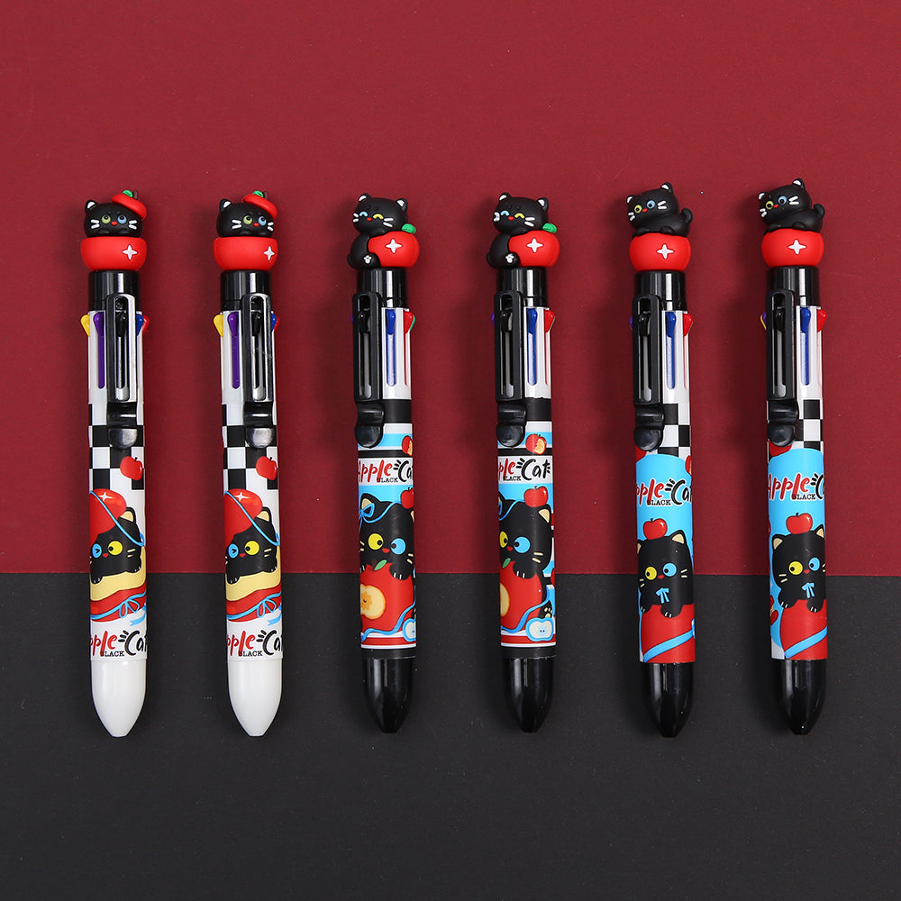 23039 Apple Cat 8-Color Retractable Ball Pen-24