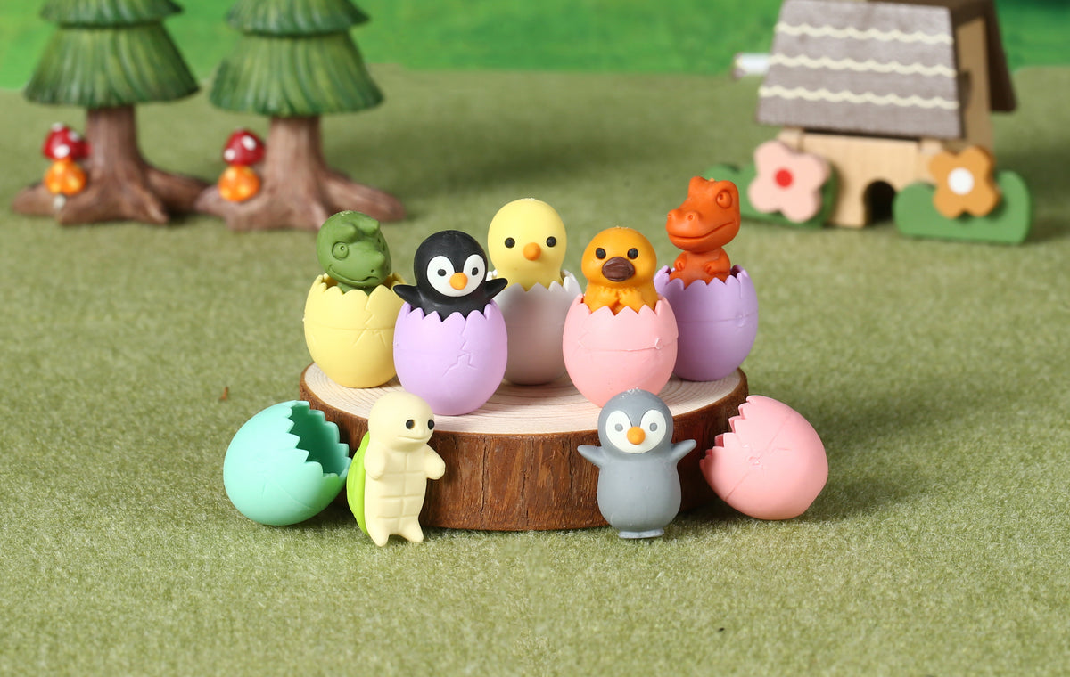 38003 ANIMAL BABIES IN EGG ERASERS-60