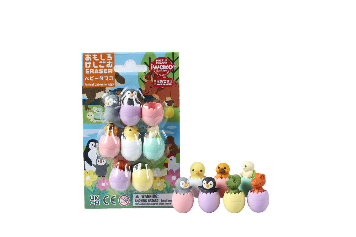 38400 ANIMAL BABIES IN EGGS ERASER CARD-10 CARDS