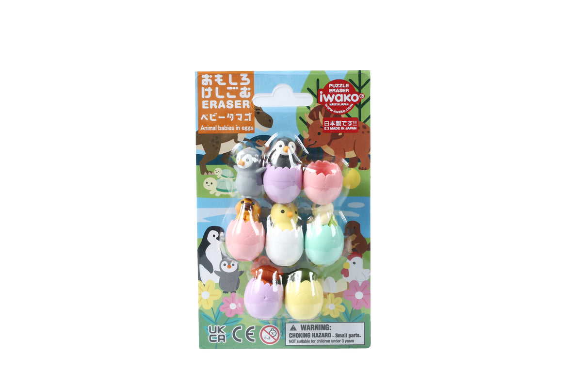 38400 ANIMAL BABIES IN EGGS ERASER CARD-10 CARDS
