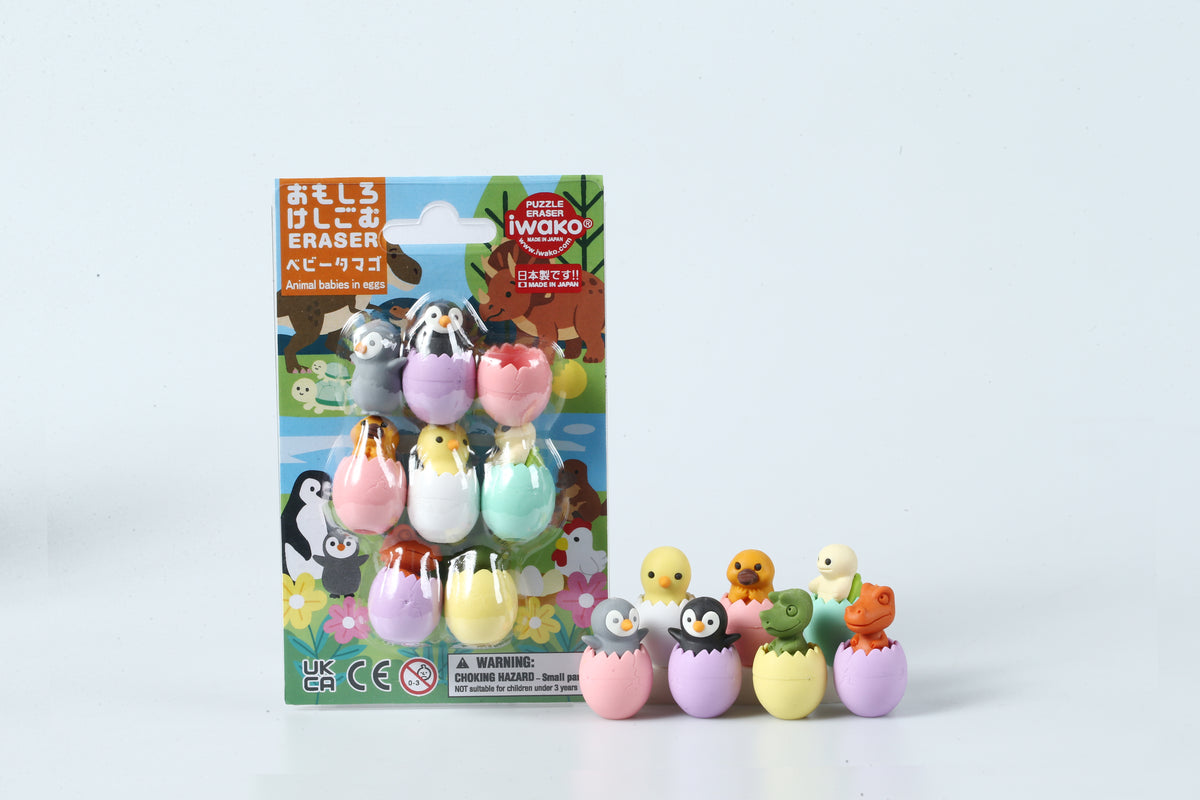 38400 ANIMAL BABIES IN EGGS ERASER CARD-10 CARDS