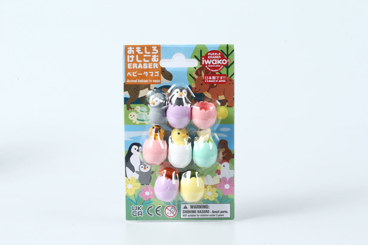 38400 ANIMAL BABIES IN EGGS ERASER CARD-10 CARDS