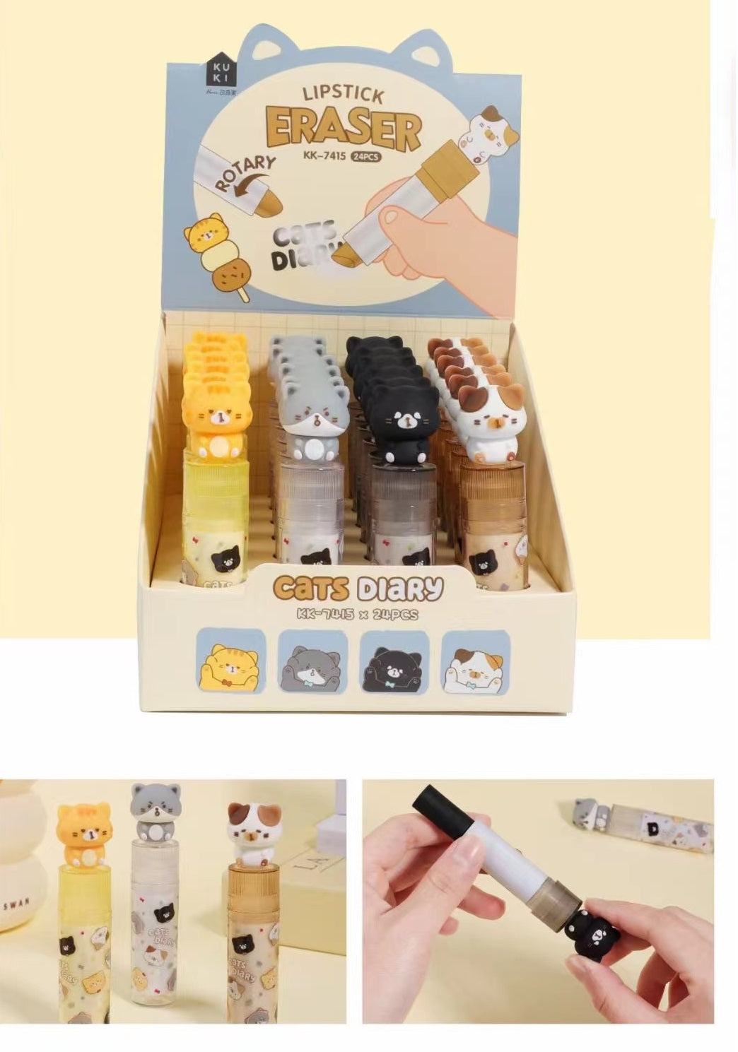 38812 Cat Diary Lipstick Eraser - 24