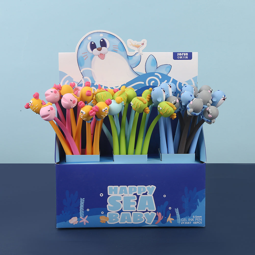 22624 HAPPY SEA ANIMALS GEL PEN-48