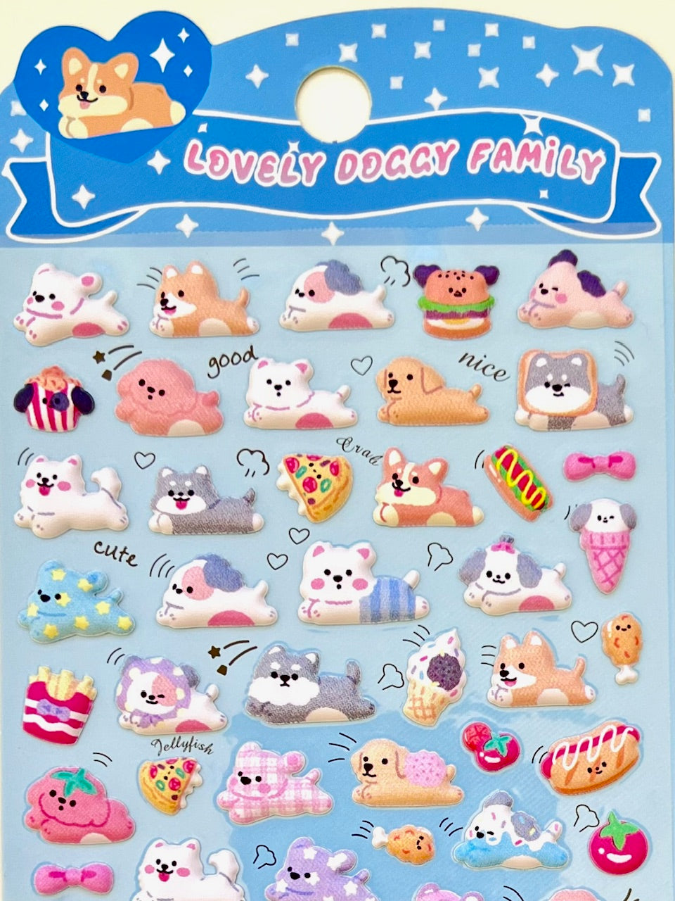 11082 Tiny Puffy Cat Dog Rabbit Stickers-12