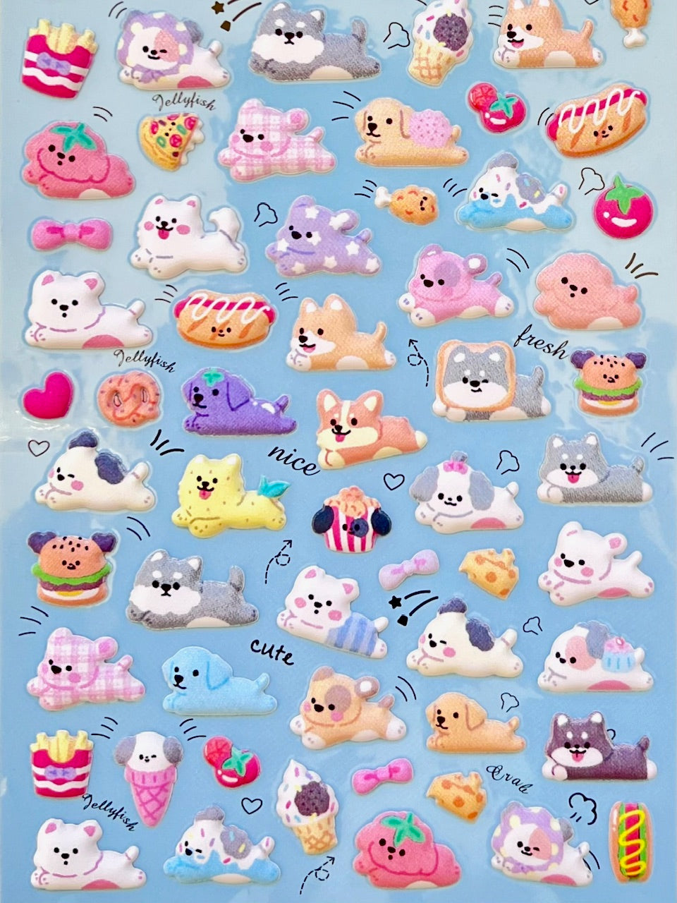 11082 Tiny Puffy Cat Dog Rabbit Stickers-12