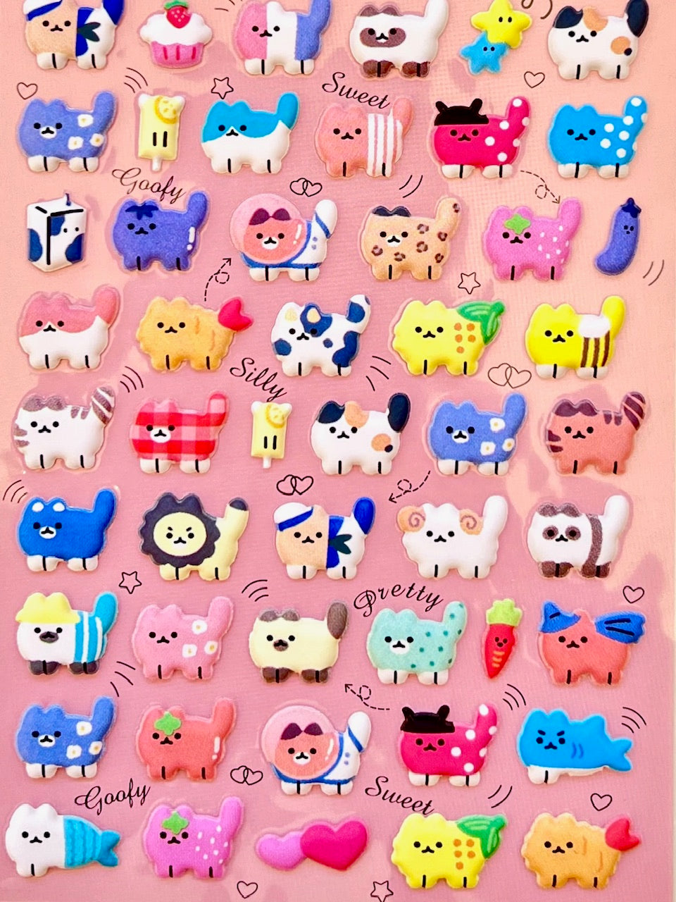 11082 Tiny Puffy Cat Dog Rabbit Stickers-12