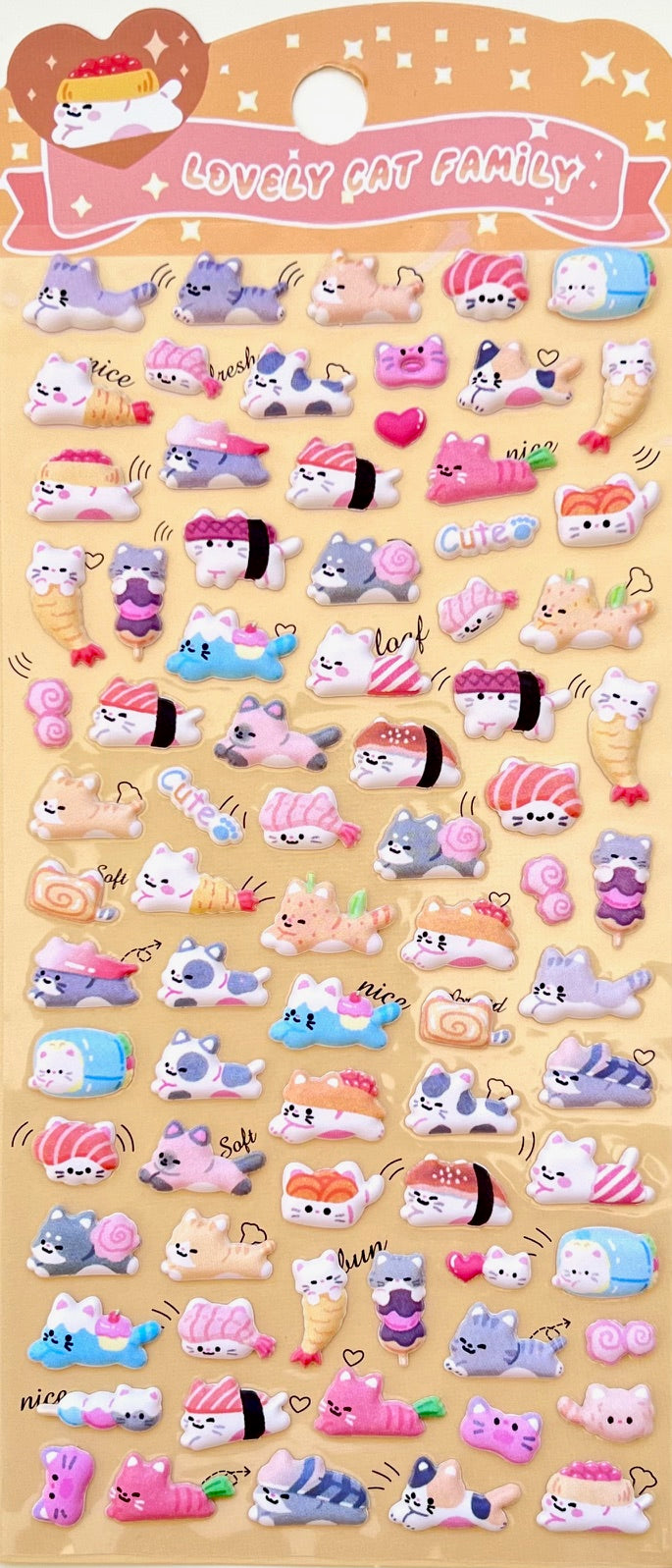 11082 Tiny Puffy Cat Dog Rabbit Stickers-12
