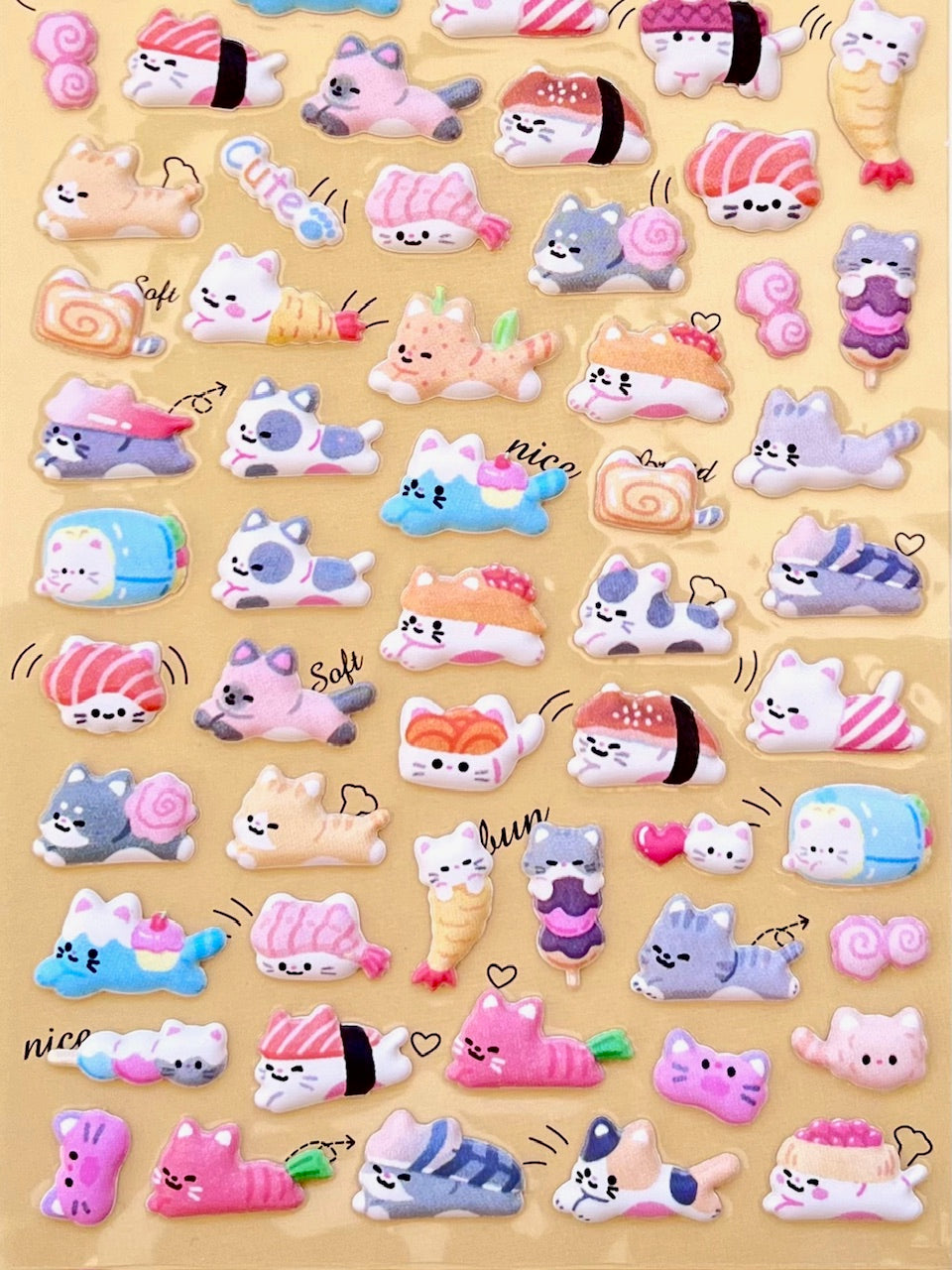 11082 Tiny Puffy Cat Dog Rabbit Stickers-12