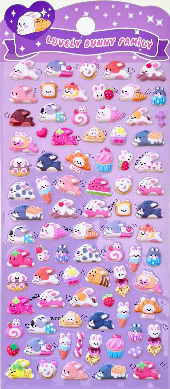 11082 Tiny Puffy Cat Dog Rabbit Stickers-12