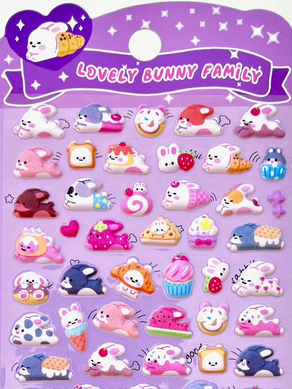 11082 Tiny Puffy Cat Dog Rabbit Stickers-12