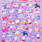 11082 Tiny Puffy Cat Dog Rabbit Stickers-12
