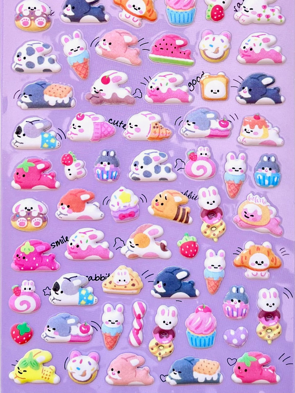 11082 Tiny Puffy Cat Dog Rabbit Stickers-12