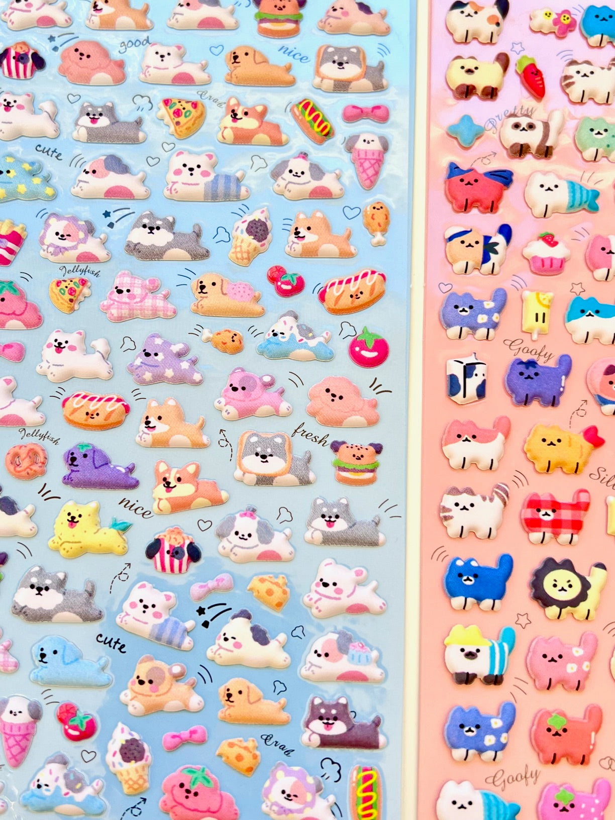 11082 Tiny Puffy Cat Dog Rabbit Stickers-12