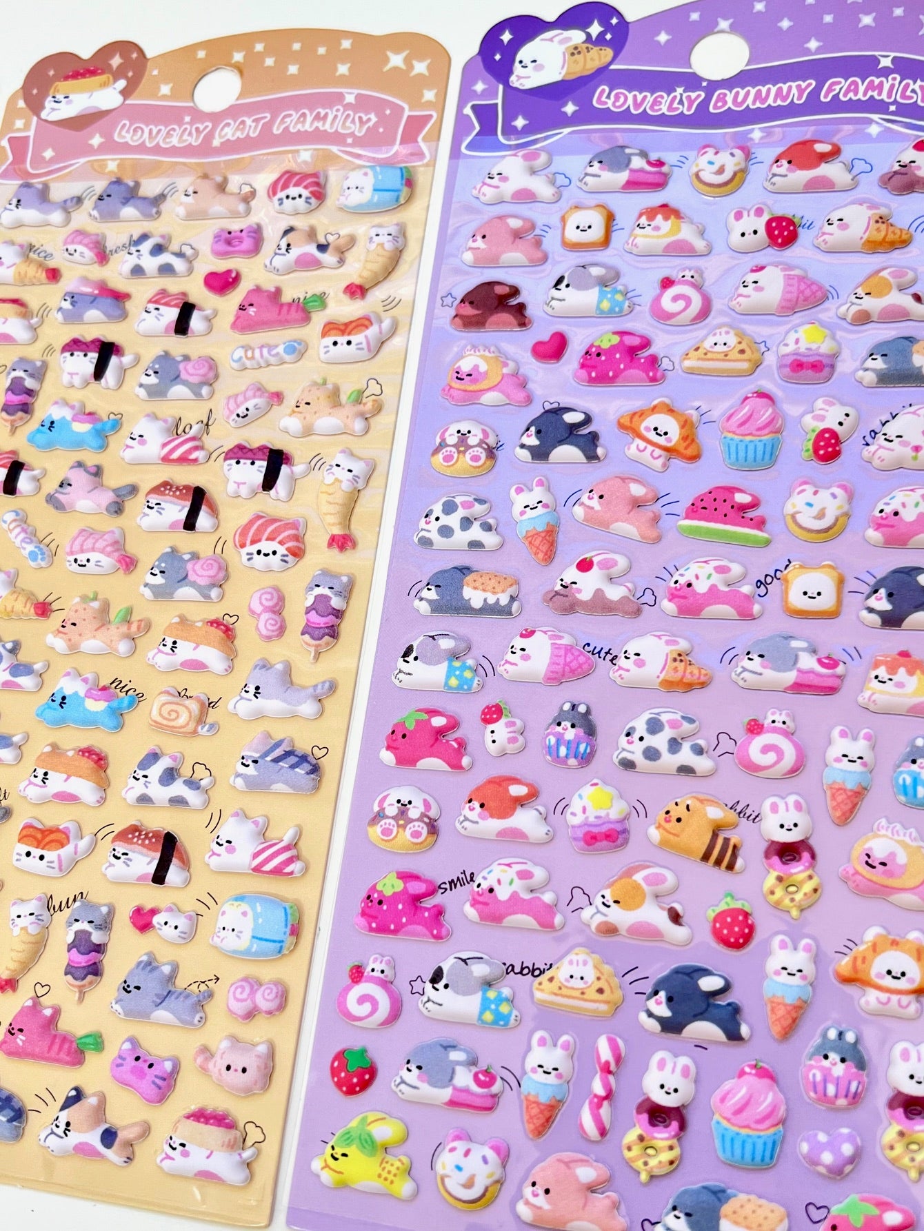 11082 Tiny Puffy Cat Dog Rabbit Stickers-12