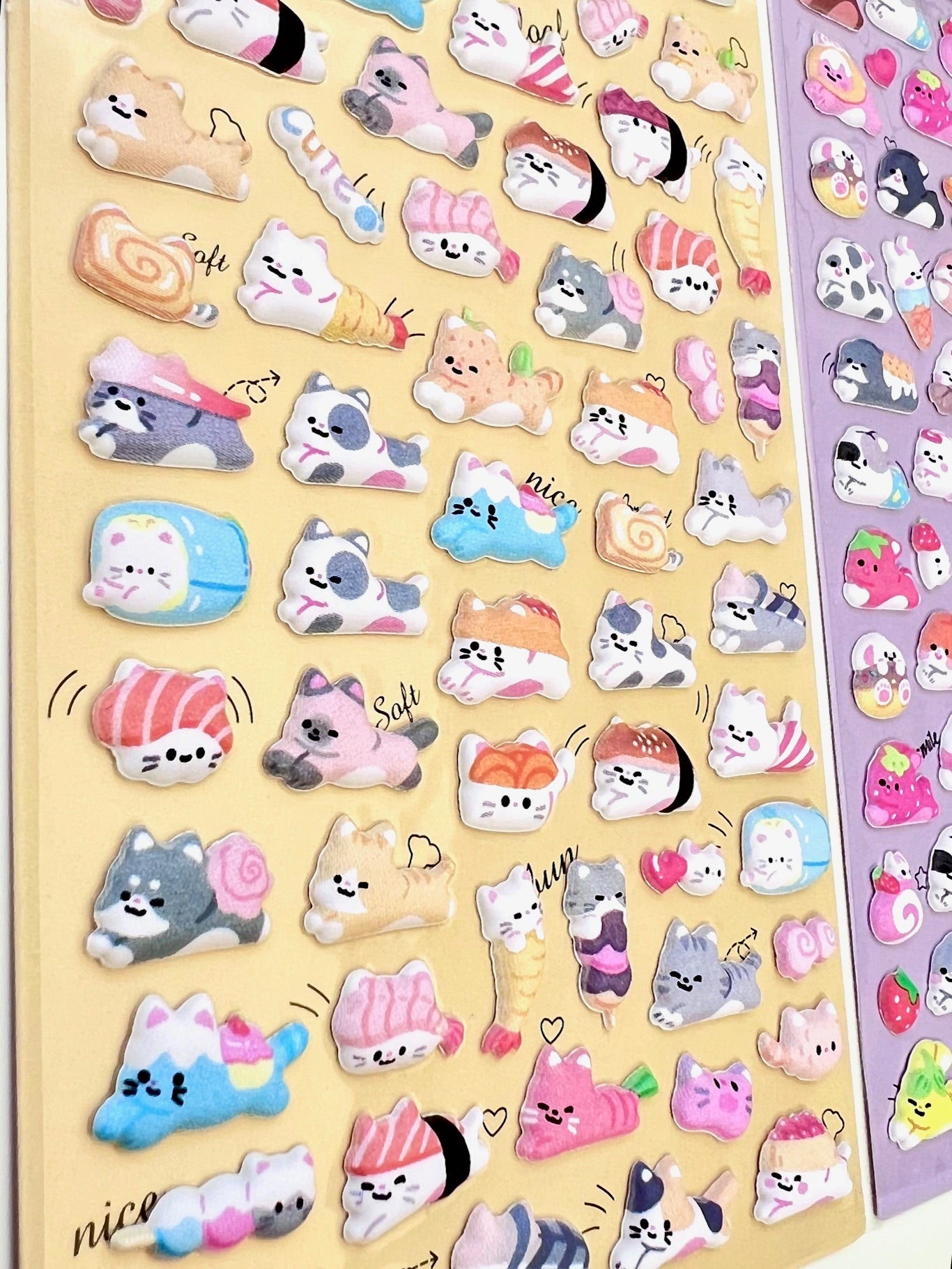 11082 Tiny Puffy Cat Dog Rabbit Stickers-12