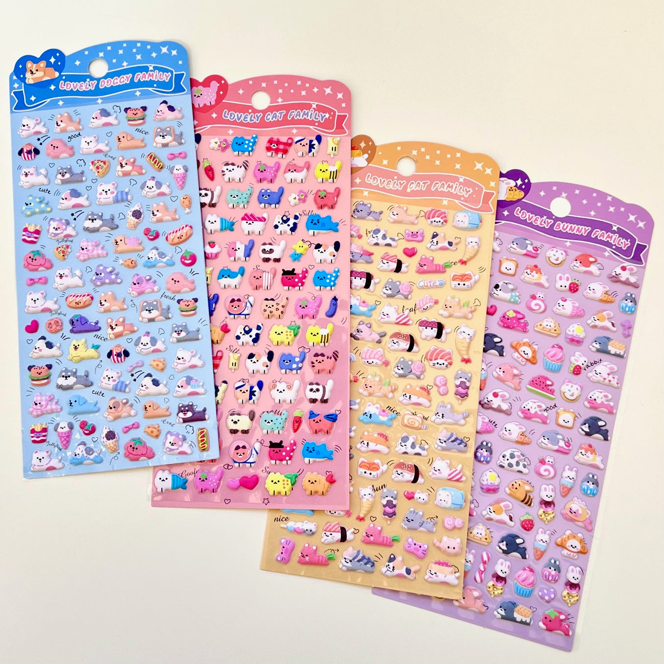 11082 Tiny Puffy Cat Dog Rabbit Stickers-12