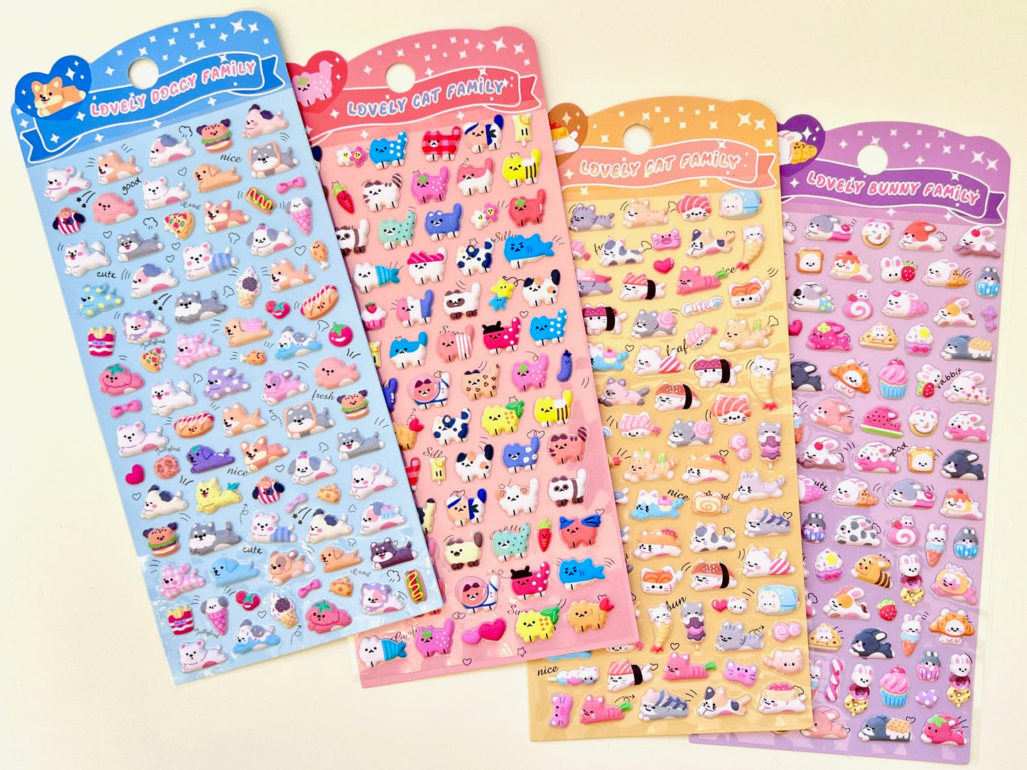 11082 Tiny Puffy Cat Dog Rabbit Stickers-12