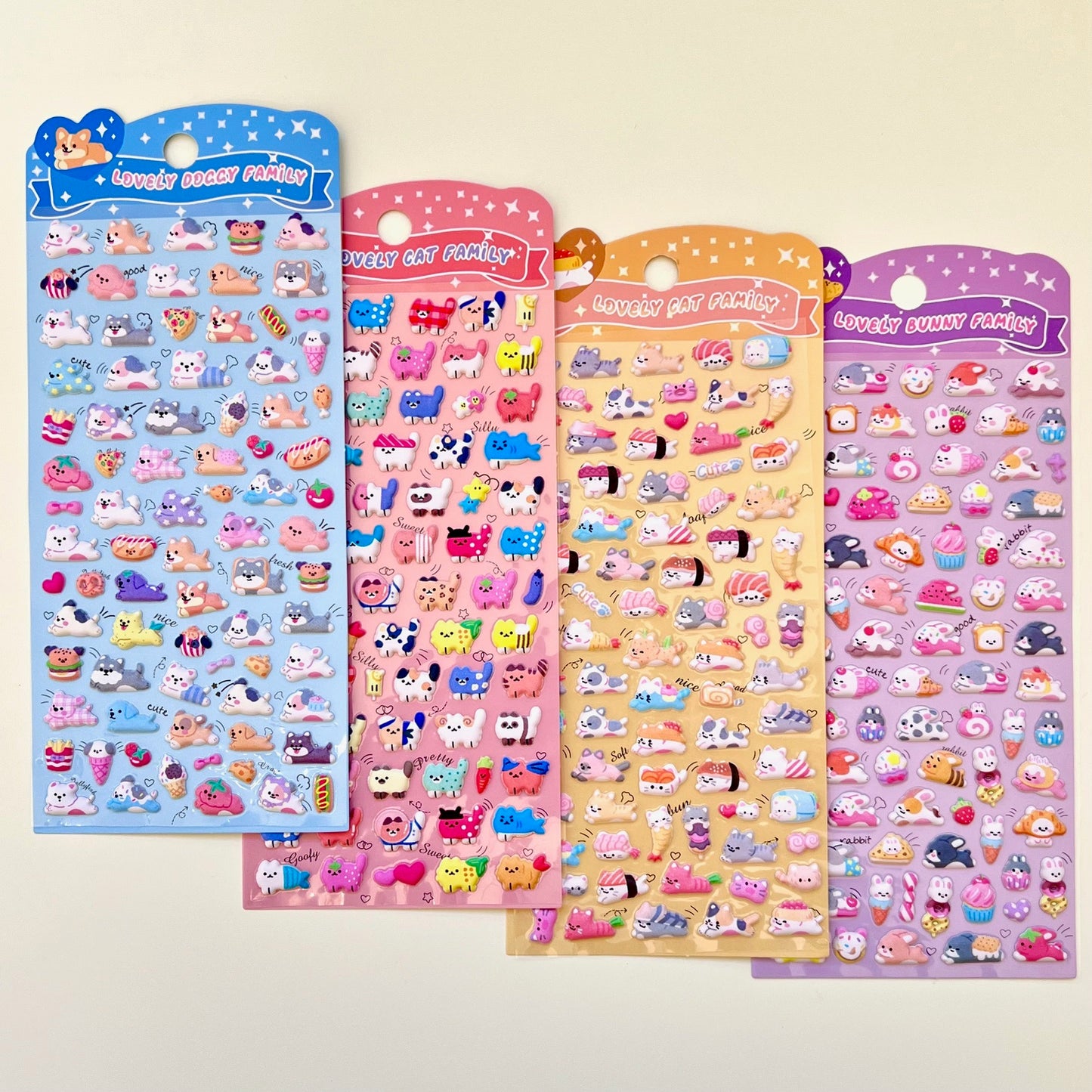 11082 Tiny Puffy Cat Dog Rabbit Stickers-12