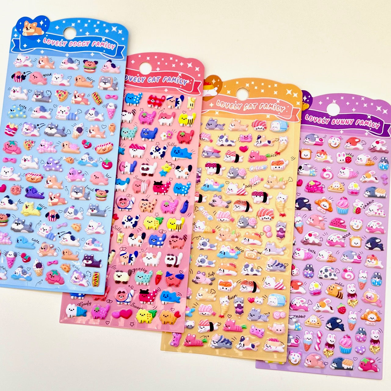 11082 Tiny Puffy Cat Dog Rabbit Stickers-12