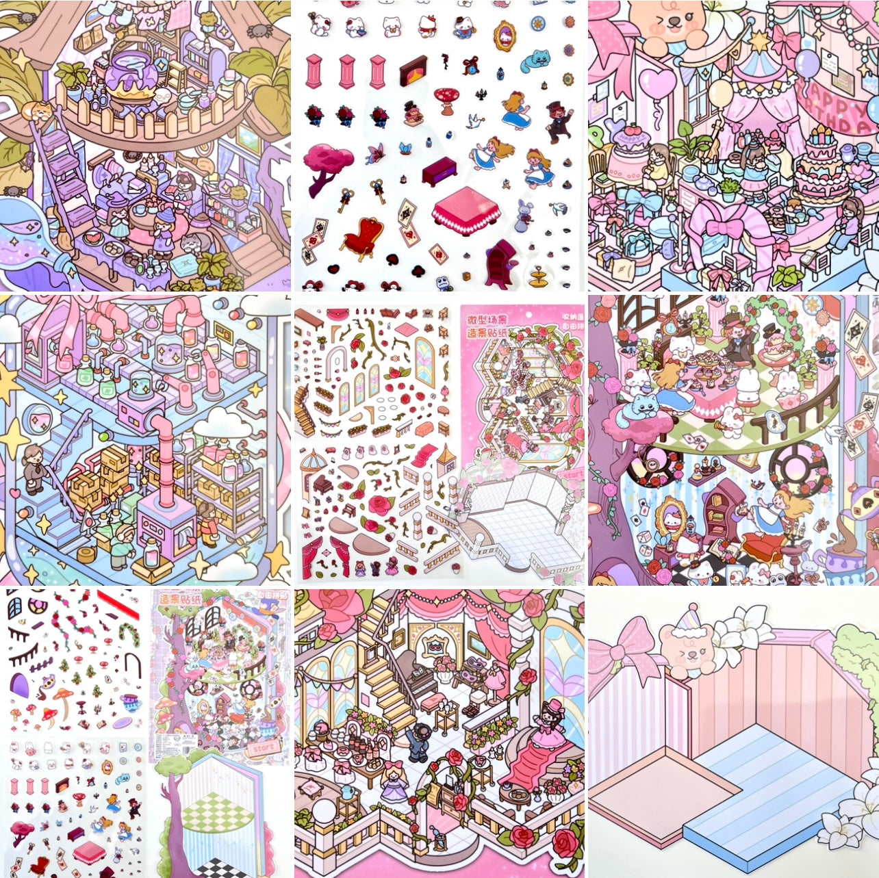 11074 3D Diorama Party Stickers-12