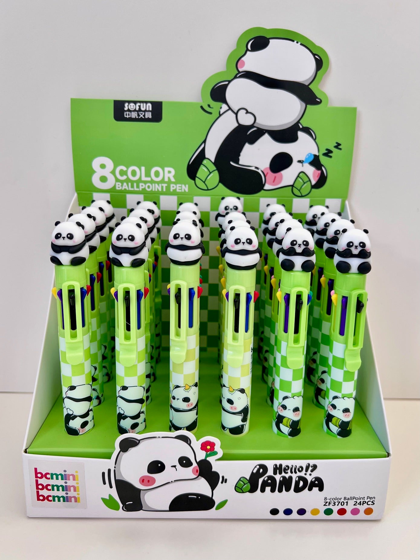 23023 PANDA 8-COLOR RETRACTABLE BALL PEN-24