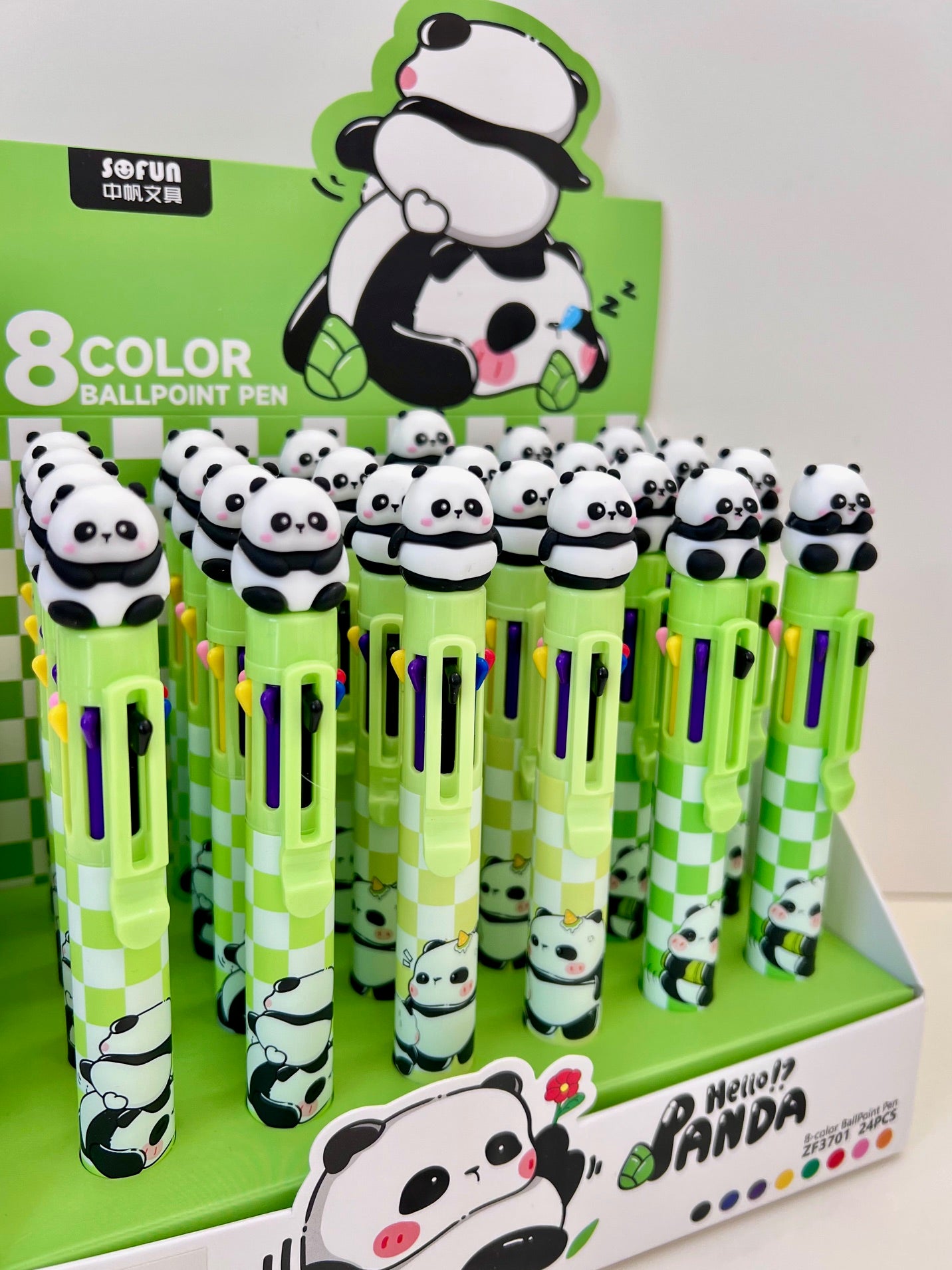 23023 PANDA 8-COLOR RETRACTABLE BALL PEN-24