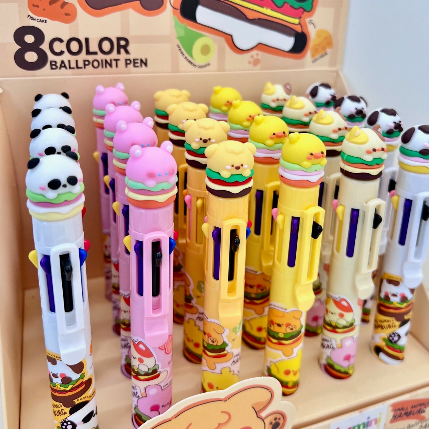 23027 ANIMAL BURGER 8-COLOR RETRACTABLE BALL PEN-24