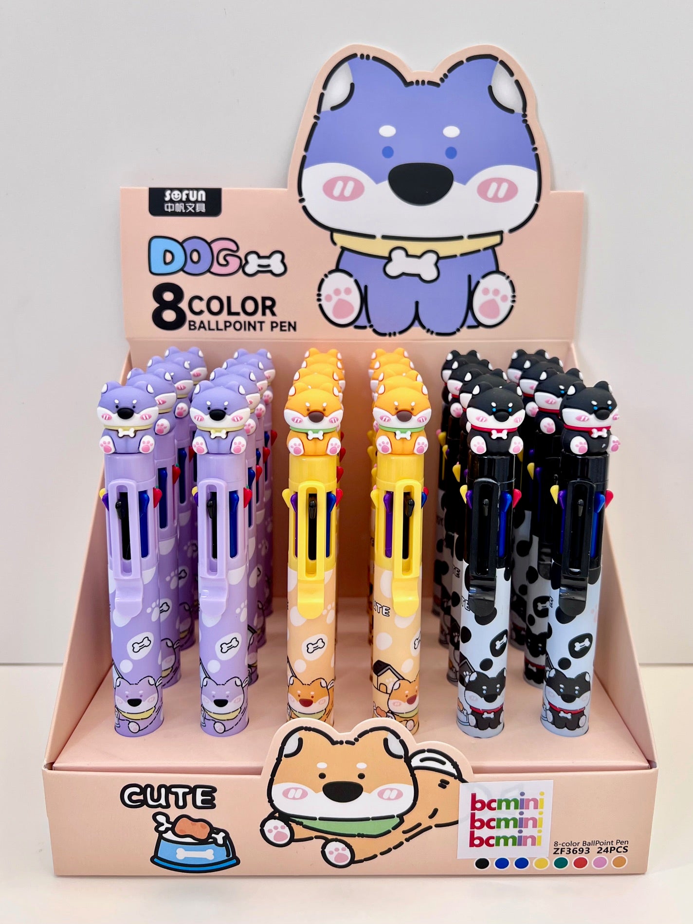 23028 DOG 8-COLOR RETRACTABLE BALL PEN-24