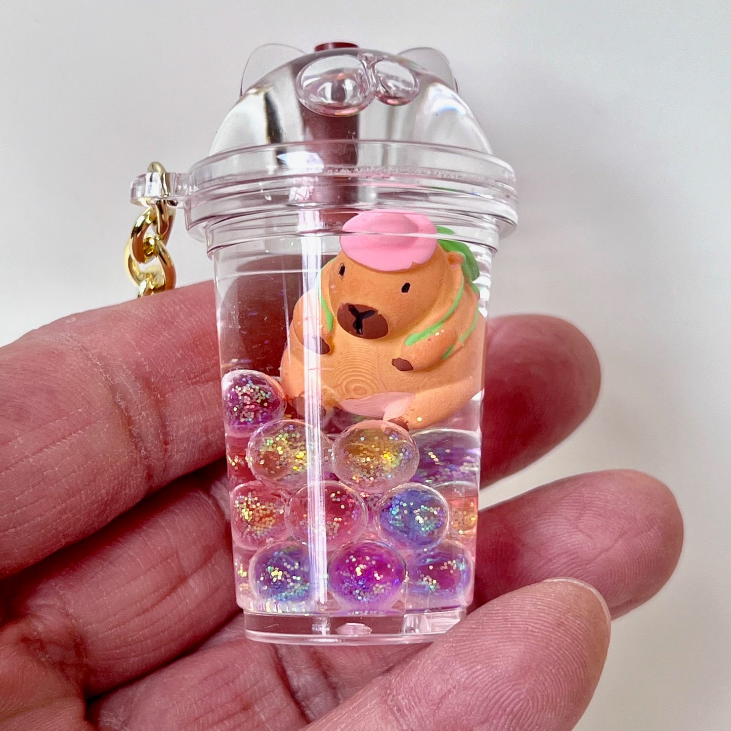 12180 CAPYBARA BOBA FLOATY KEY CHARM-12